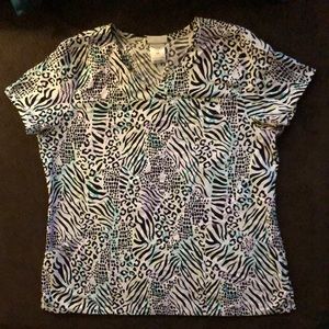 White printed scrub top